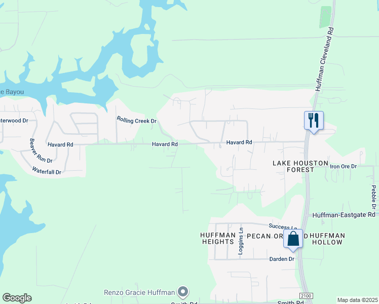 map of restaurants, bars, coffee shops, grocery stores, and more near 1018 Havard Road in Huffman