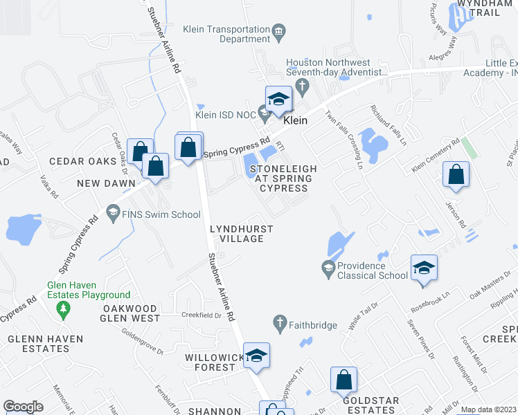 map of restaurants, bars, coffee shops, grocery stores, and more near 7202 Lyndhurst Village in Spring