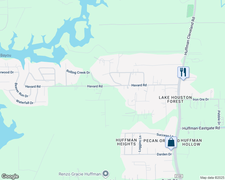 map of restaurants, bars, coffee shops, grocery stores, and more near 1018 Havard Road in Huffman