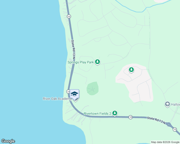 map of restaurants, bars, coffee shops, grocery stores, and more near Swamp Oak Trail in St Johns