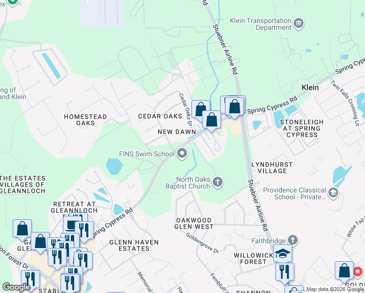 map of restaurants, bars, coffee shops, grocery stores, and more near 7826 Spring Cypress Road in Spring