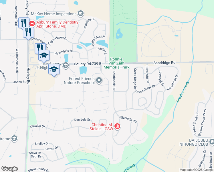 map of restaurants, bars, coffee shops, grocery stores, and more near 3177 Trishas Court in Green Cove Springs