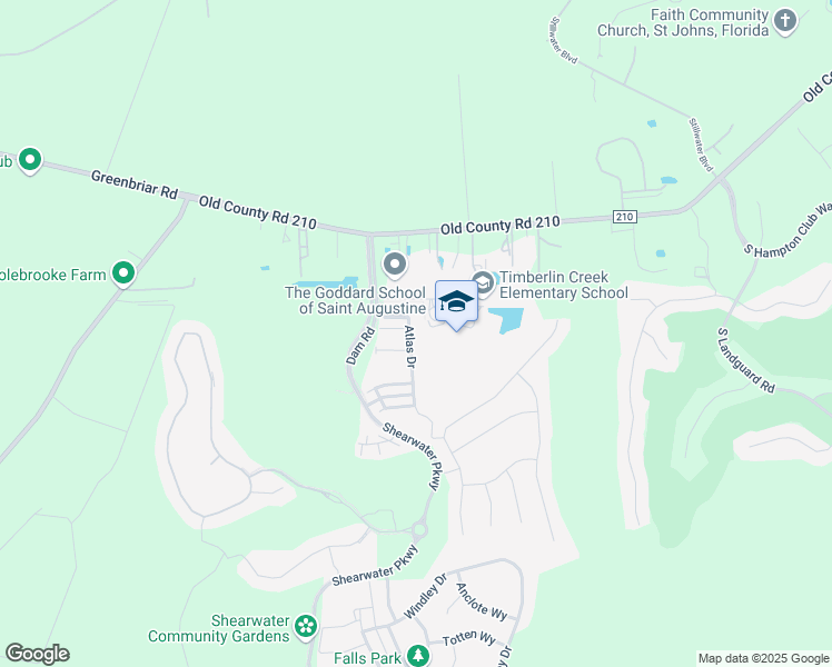 map of restaurants, bars, coffee shops, grocery stores, and more near 204 Atlas Drive in St. Augustine