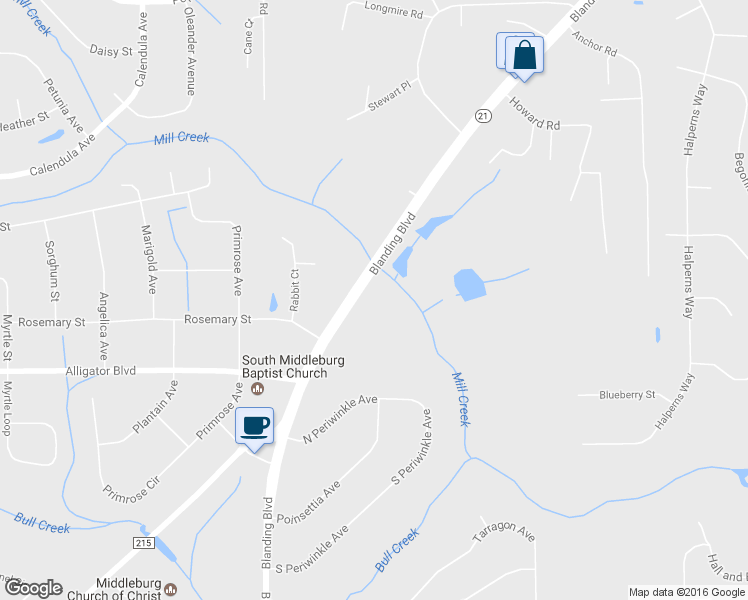 map of restaurants, bars, coffee shops, grocery stores, and more near 3029 Blanding Boulevard in Middleburg
