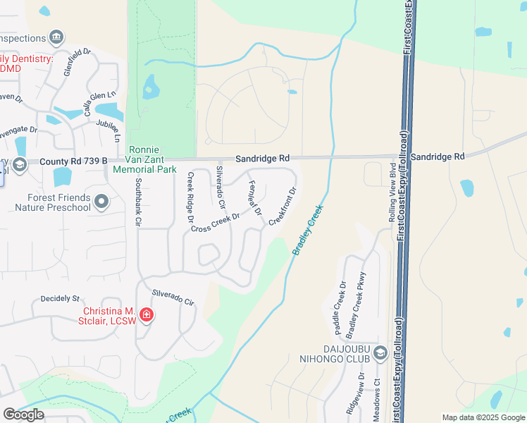 map of restaurants, bars, coffee shops, grocery stores, and more near 2663 Fernleaf Drive in Green Cove Springs