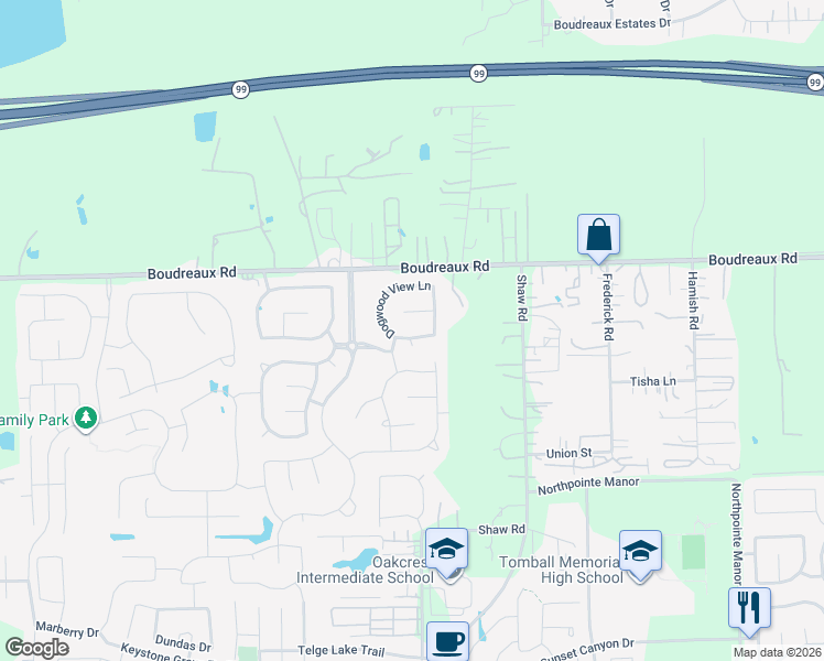 map of restaurants, bars, coffee shops, grocery stores, and more near 14918 Mystic Terrace Lane in Cypress