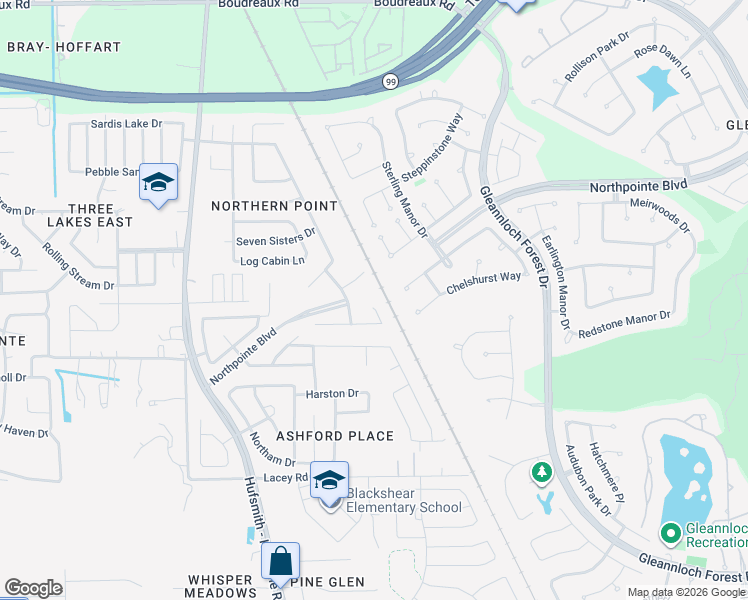 map of restaurants, bars, coffee shops, grocery stores, and more near 19242 Danphe Landing Court in Tomball