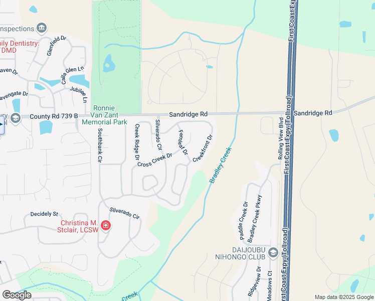 map of restaurants, bars, coffee shops, grocery stores, and more near 2657 Fernleaf Drive in Green Cove Springs