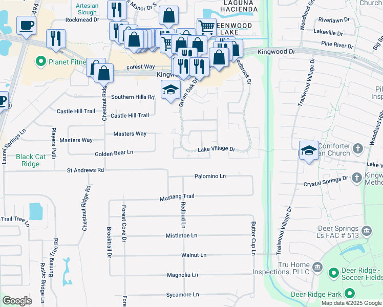 map of restaurants, bars, coffee shops, grocery stores, and more near 1906 West Summer Rain Court in Humble
