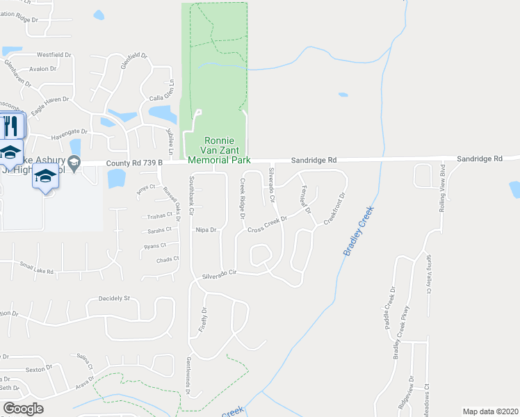 map of restaurants, bars, coffee shops, grocery stores, and more near 2607 Creek Ridge Drive in Green Cove Springs