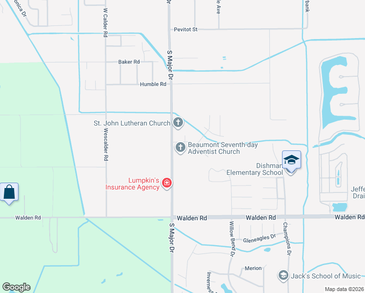 map of restaurants, bars, coffee shops, grocery stores, and more near 8285 Willow Bend Drive in Beaumont