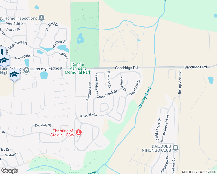 map of restaurants, bars, coffee shops, grocery stores, and more near 2608 Creek Ridge Drive in Green Cove Springs