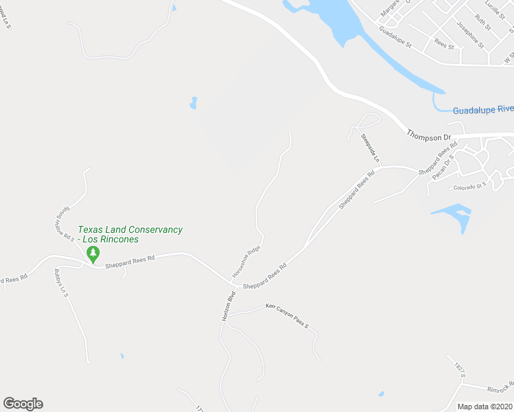 map of restaurants, bars, coffee shops, grocery stores, and more near 434 Horseshoe Ridge in Kerrville