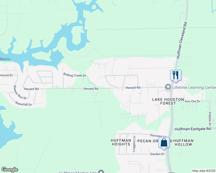 map of restaurants, bars, coffee shops, grocery stores, and more near 1018 Havard Road in Huffman