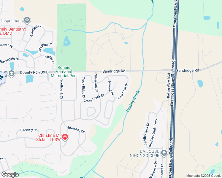 map of restaurants, bars, coffee shops, grocery stores, and more near 2657 Fernleaf Drive in Green Cove Springs