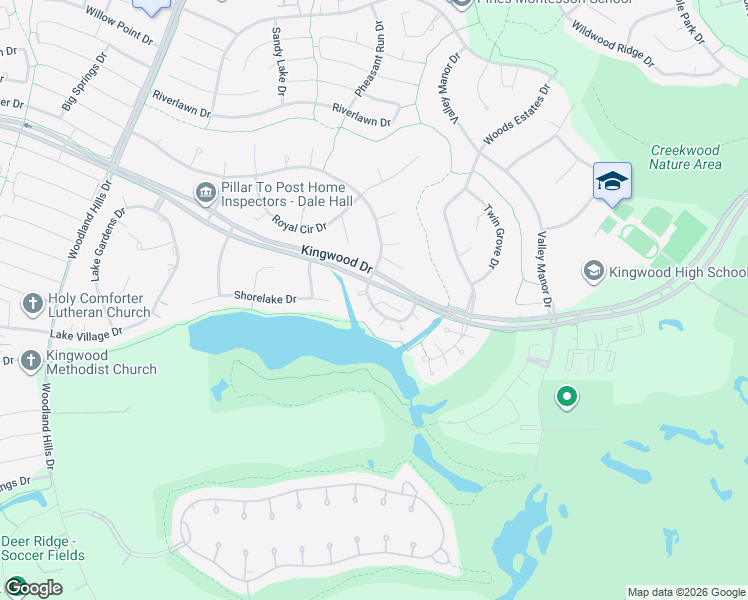 map of restaurants, bars, coffee shops, grocery stores, and more near 3103 Royal Crescent Drive in Humble