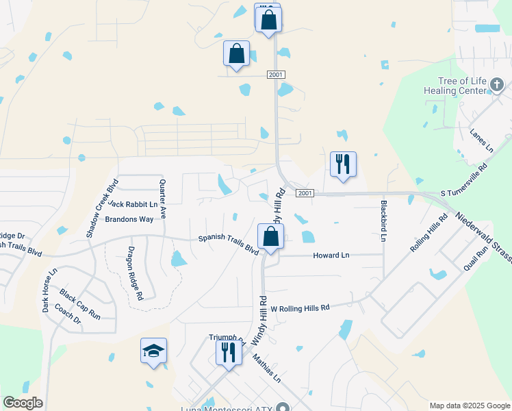 map of restaurants, bars, coffee shops, grocery stores, and more near 558 Eagle Brook Lane in Buda