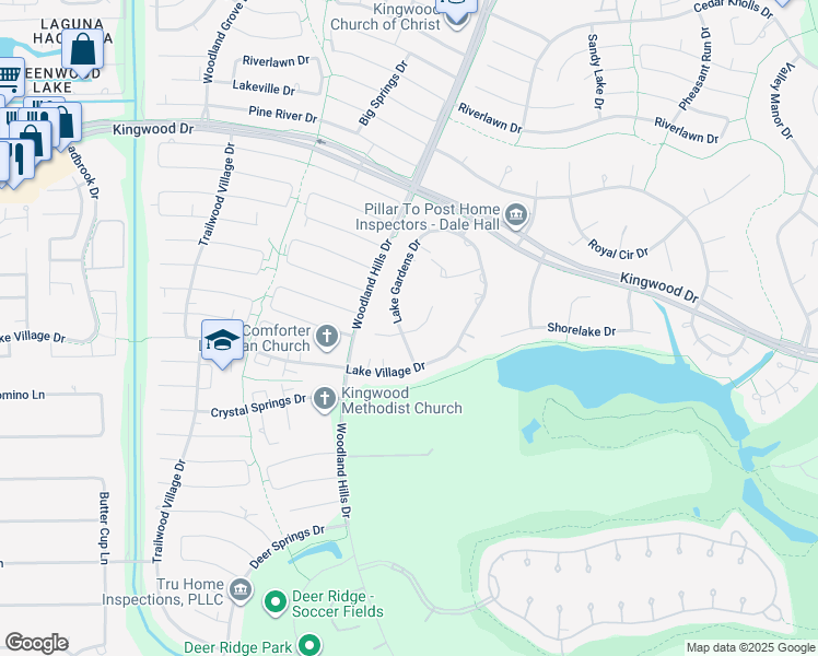 map of restaurants, bars, coffee shops, grocery stores, and more near in Humble