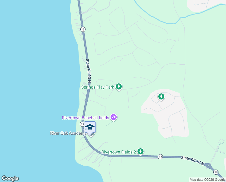 map of restaurants, bars, coffee shops, grocery stores, and more near Swamp Oak Trail in St Johns
