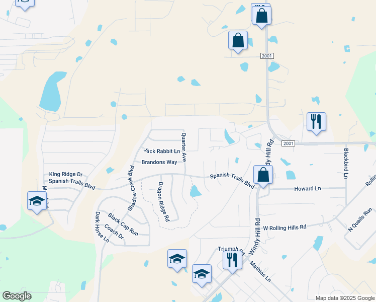 map of restaurants, bars, coffee shops, grocery stores, and more near 411 Jack Rabbit Lane in Buda
