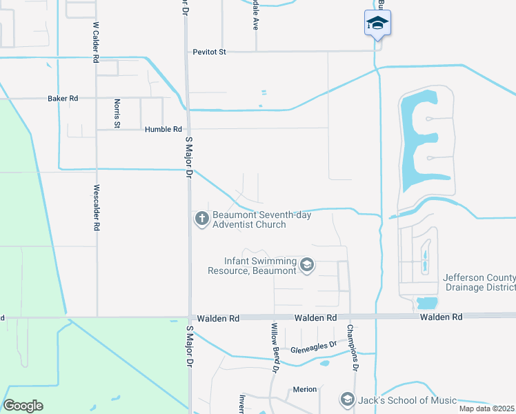 map of restaurants, bars, coffee shops, grocery stores, and more near 2965 Bonney Briar Place in Beaumont