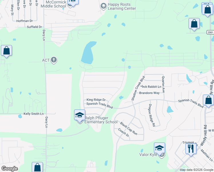 map of restaurants, bars, coffee shops, grocery stores, and more near 295 Wapiti Road in Buda