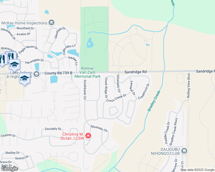 map of restaurants, bars, coffee shops, grocery stores, and more near 2715 Creek Ridge Drive in Green Cove Springs