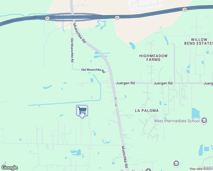 map of restaurants, bars, coffee shops, grocery stores, and more near 18757 Mueschke Road in Cypress