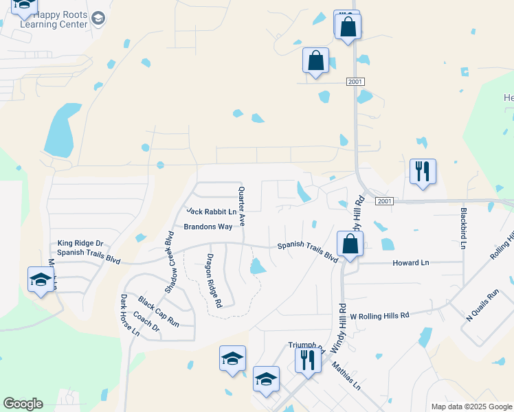 map of restaurants, bars, coffee shops, grocery stores, and more near 458 Jack Rabbit Lane in Buda