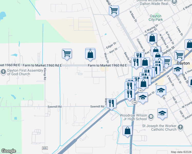 map of restaurants, bars, coffee shops, grocery stores, and more near 1105 Susan Street in Dayton