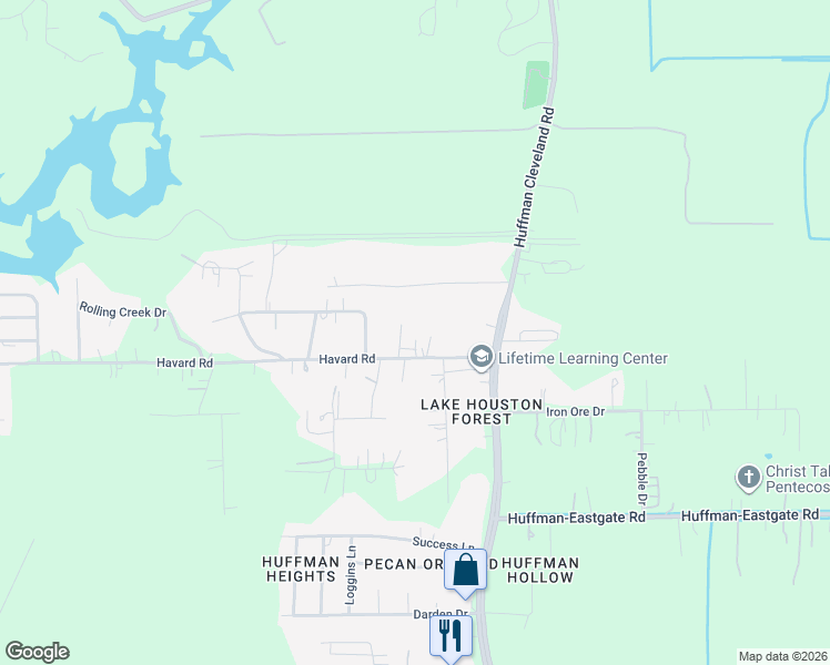 map of restaurants, bars, coffee shops, grocery stores, and more near 1407 Havard Road in Huffman