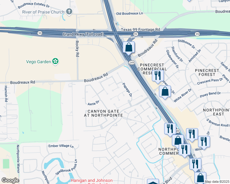 map of restaurants, bars, coffee shops, grocery stores, and more near 11719 Short Trail Lane in Tomball