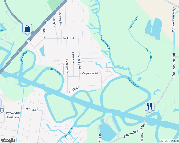 map of restaurants, bars, coffee shops, grocery stores, and more near 3419 Carpenter Road in Orange