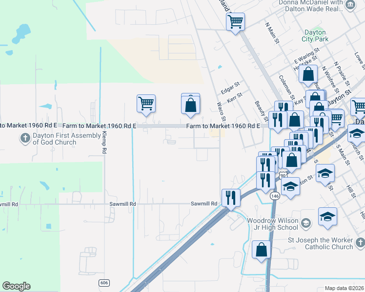 map of restaurants, bars, coffee shops, grocery stores, and more near in Dayton