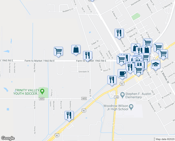 map of restaurants, bars, coffee shops, grocery stores, and more near 1020 Glendale Street in Dayton