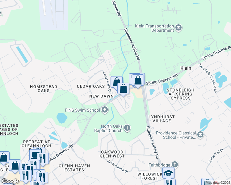 map of restaurants, bars, coffee shops, grocery stores, and more near 7644 Spring Cypress Road in Spring