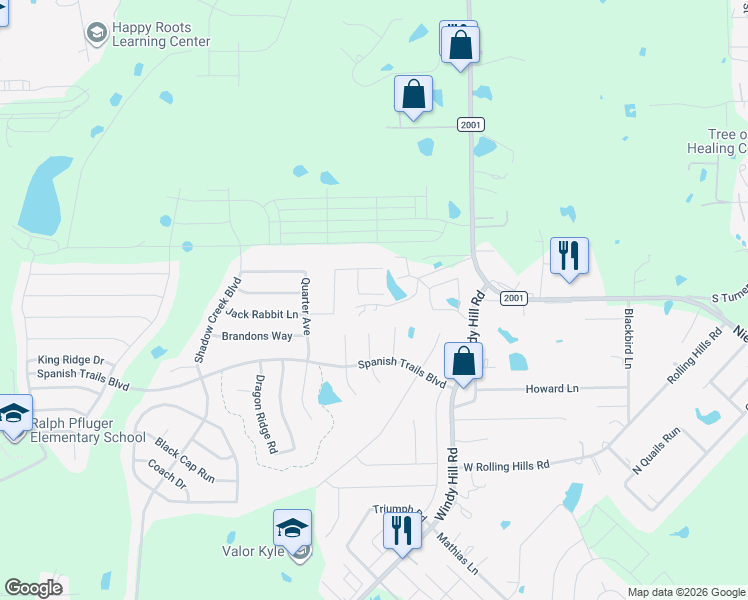 map of restaurants, bars, coffee shops, grocery stores, and more near 211 Samuel Drive in Buda