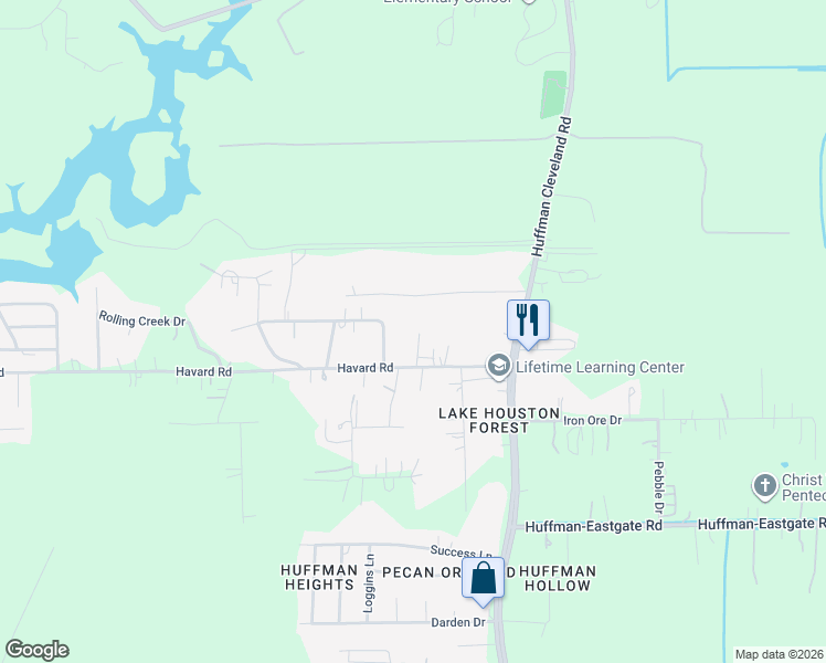 map of restaurants, bars, coffee shops, grocery stores, and more near 1407 Havard Road in Huffman