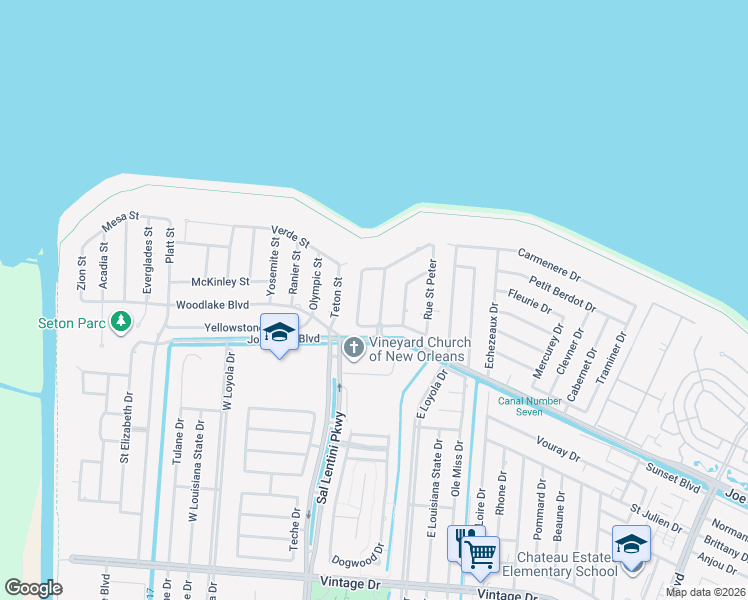 map of restaurants, bars, coffee shops, grocery stores, and more near 4417 Rue Pl Pontchartrain in Kenner