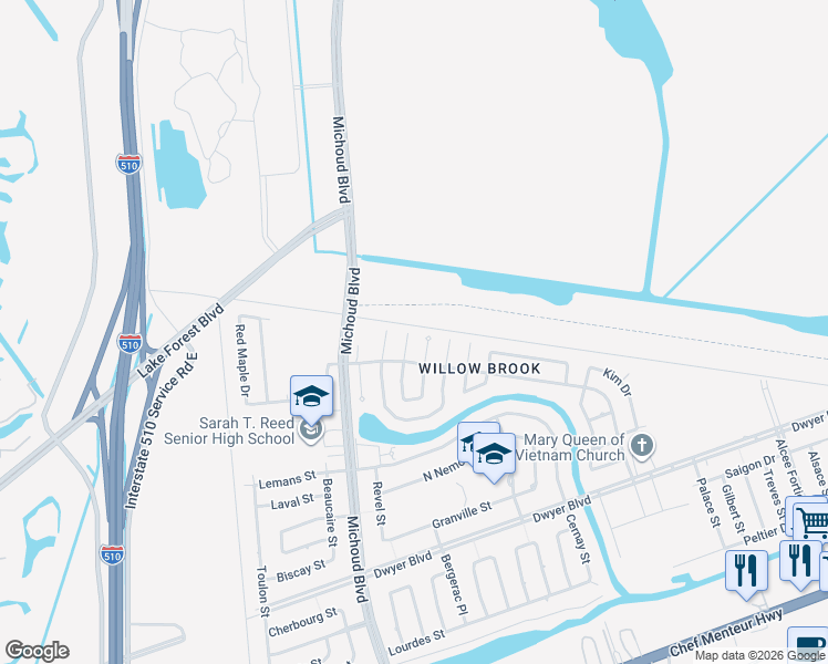 map of restaurants, bars, coffee shops, grocery stores, and more near 13 Point Coupee Place in New Orleans