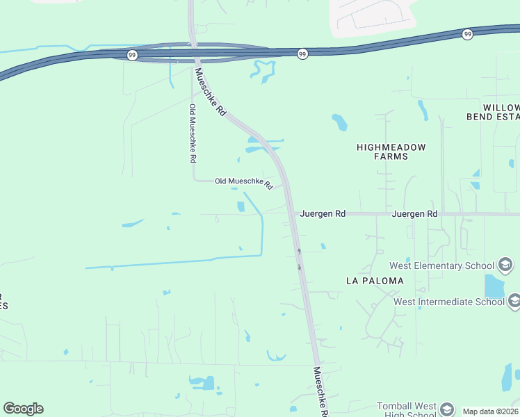 map of restaurants, bars, coffee shops, grocery stores, and more near 18807 Mueschke Road in Tomball