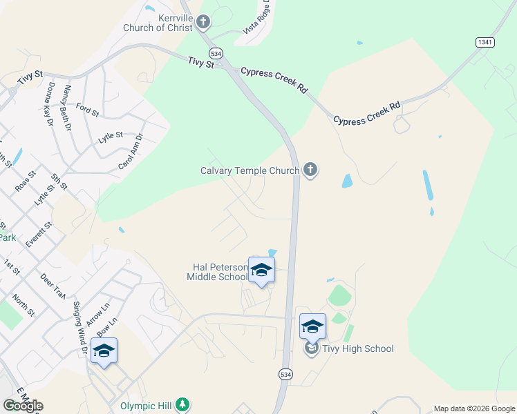 map of restaurants, bars, coffee shops, grocery stores, and more near 3369 Veterans Highway in Kerrville