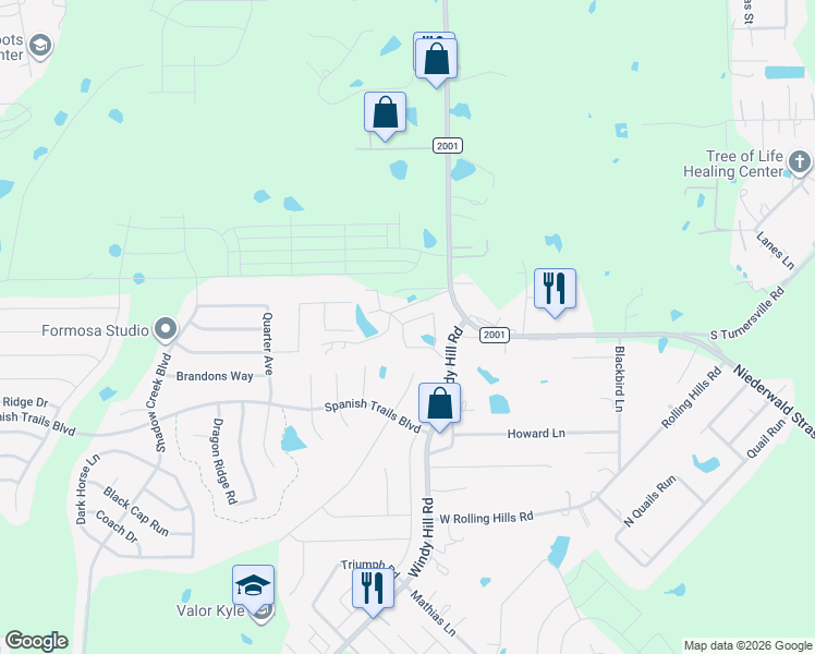 map of restaurants, bars, coffee shops, grocery stores, and more near 391 Joanne Loop in Buda