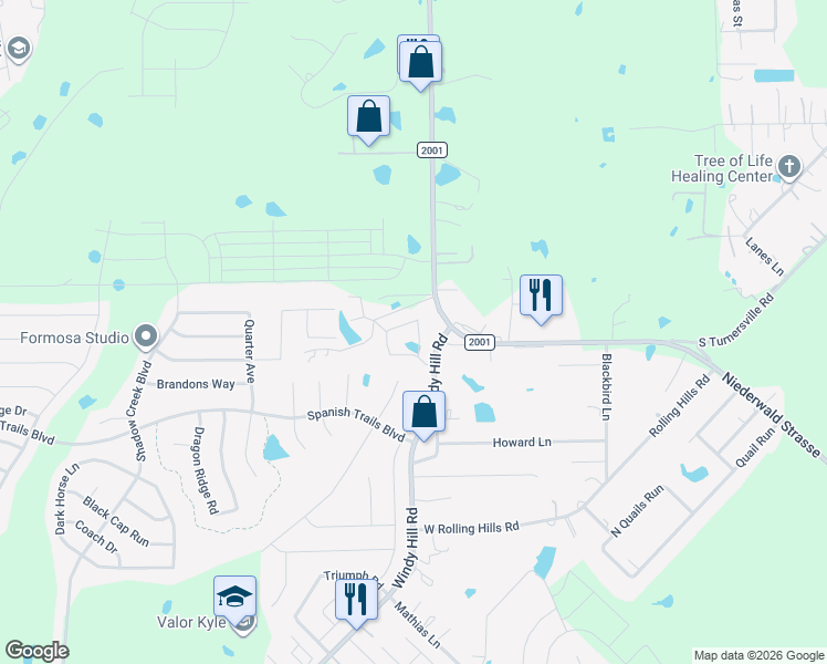 map of restaurants, bars, coffee shops, grocery stores, and more near 391 Joanne Loop in Buda