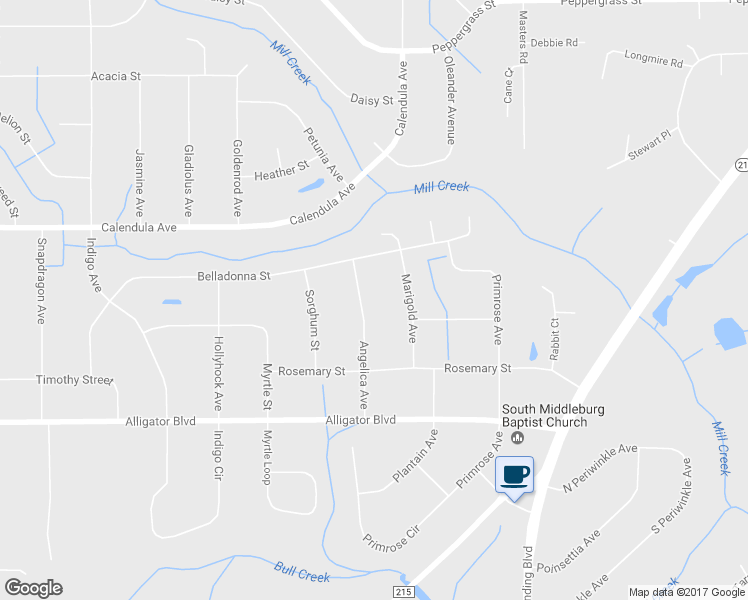 map of restaurants, bars, coffee shops, grocery stores, and more near 2521 Angelica Avenue in Middleburg