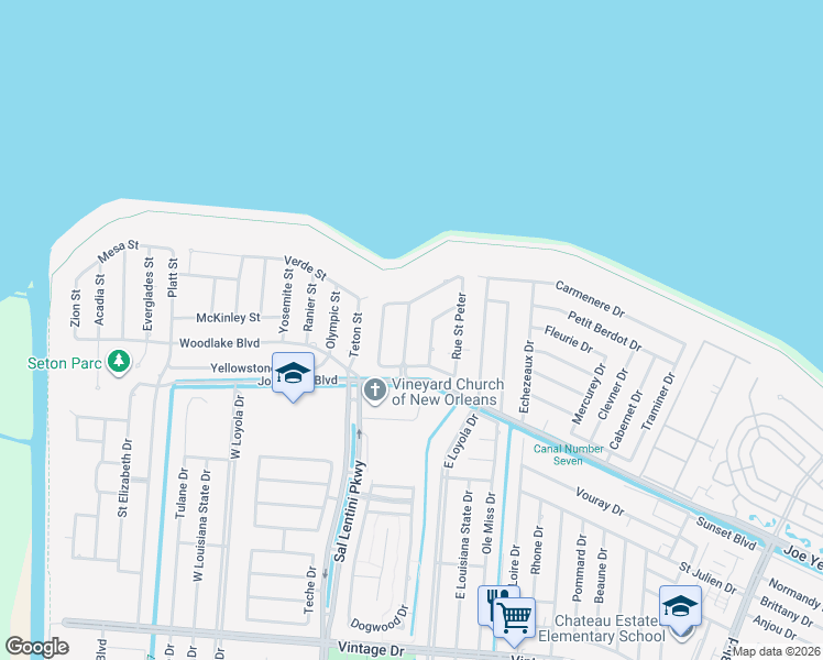 map of restaurants, bars, coffee shops, grocery stores, and more near 4417 Rue Pl Pontchartrain in Kenner