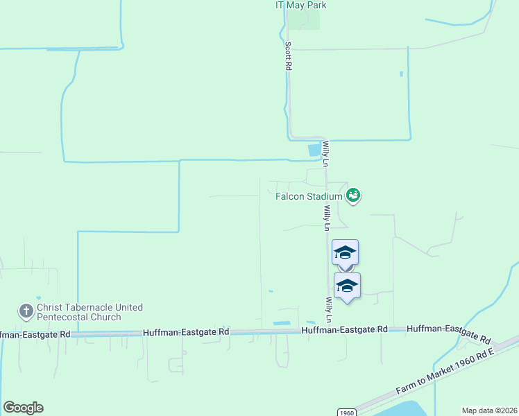 map of restaurants, bars, coffee shops, grocery stores, and more near 3296 Brazzel Street in Huffman