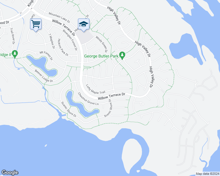 map of restaurants, bars, coffee shops, grocery stores, and more near 1506 Lofty Maple Trail in Humble