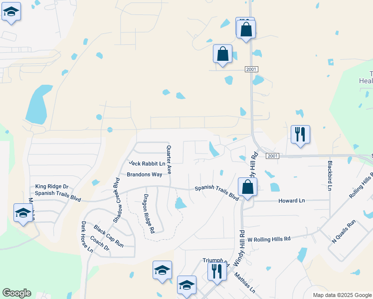 map of restaurants, bars, coffee shops, grocery stores, and more near 470 Jack Rabbit Lane in Buda