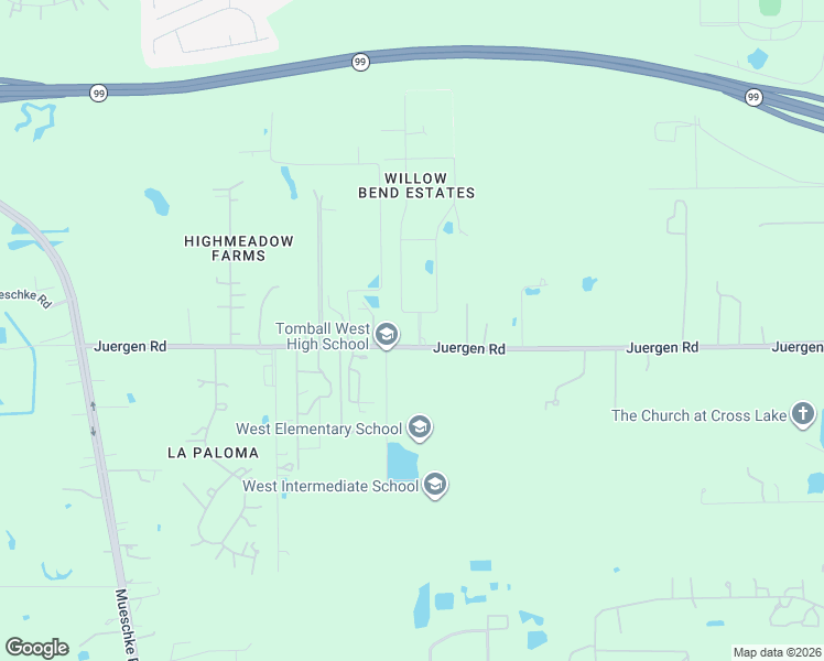 map of restaurants, bars, coffee shops, grocery stores, and more near 19215 Juergen Road in Tomball